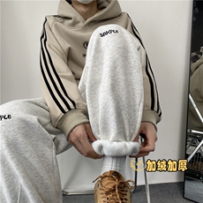 抖音品质宽松刺绣卫裤加绒K23497JR-P65控88常规K23497-p55控78，男装休闲裤，电商B315