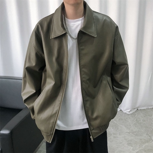现货主推高质量皮衣外套男宽松皮夹克机车服 A026 P95 加绒P105图片