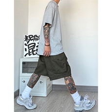 港风大码宽松休闲裤短裤工装裤五分裤A014-DY2373-P45控58，男装牛仔裤，电商A014