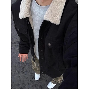 现货加绒牛仔棉服男冬季棉衣外套羊羔绒翻领夹克毛领MY1089-P110图片