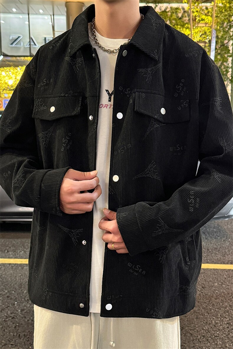 JK2508-P75M-5XXL秋冬新款大码翻领灯芯绒休闲外套夹克控129,男装夹克,星座109