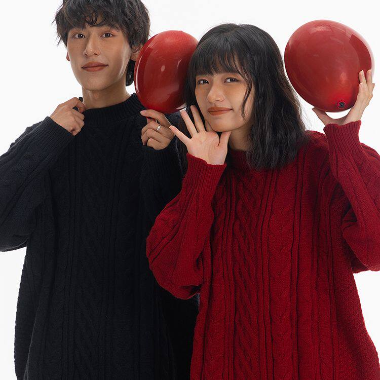 1506-1/MA8061高品质/P56潮牌麻花针织衫冬季纯色圆领毛衣男女款，男装针织衫/毛衣，星座1506-1