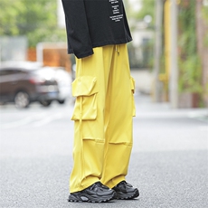 春秋季垂感裤子男女款抽绳工装裤美式复古直筒阔腿长裤K0798-P36，男装休闲裤，星座308B-1