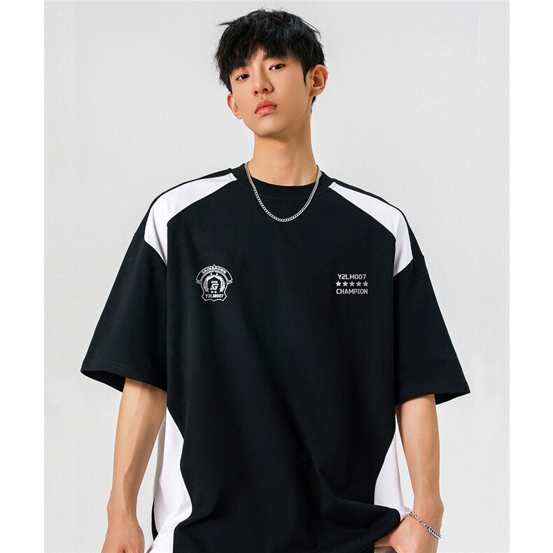 凉感双色拼接设计羽毛球球服大码M-5XL短袖T恤男DX78029P50控78,男装T恤,星座226-1