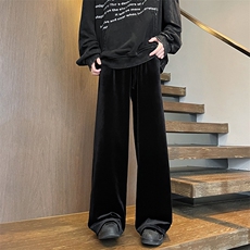 8XL-M加绒美拉德宽松金丝绒阔腿裤垂感拖地裤K993P55加绒65控78，男装休闲裤，电商D206-1