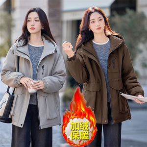 现货秒发2025冬装新款加厚中长款保暖派克服外套修身棉衣棉服图片
