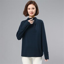 彩条打底衫，女装大码女装，奕阳依阁