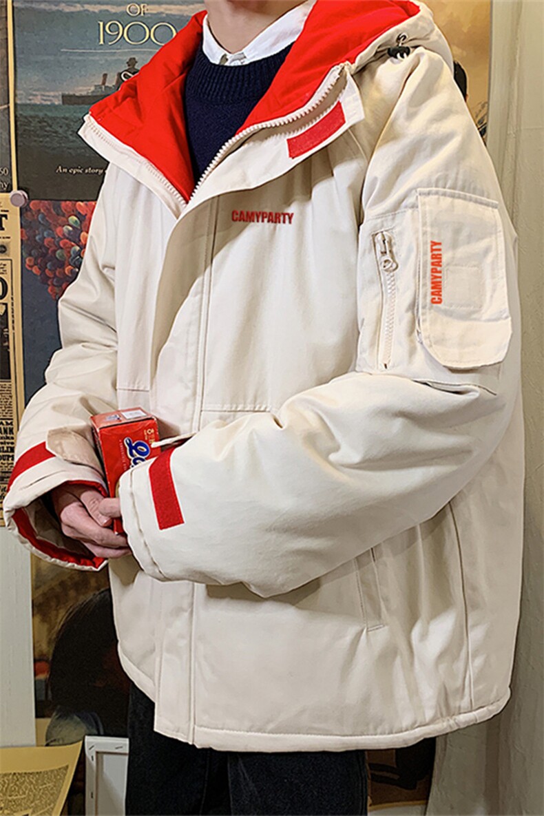 秋冬潮流工装连帽棉衣男休闲学生加厚百搭面包服现货W094-P80,男装棉衣,星座512-2