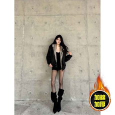 现货冬季美式潮牌痞帅PU皮机车服棉衣毛毛绒狼王座山雕皮棉服，男装棉衣，电商A486