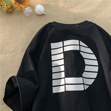 美式高街纯棉重磅字母立体印花短袖T恤XZ604-DT202-P35控48，男装T恤，星座604