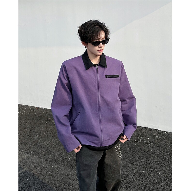 8XL-M春季水洗帆布短款夹克男生vintage美式复古工装外套JK003P98,男装夹克,电商B312