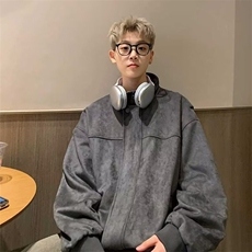 麂皮绒美式外套男生春秋季高级感痞帅休闲宽松翻领夹克上衣服潮牌，男装夹克，星座218-1（原230）
