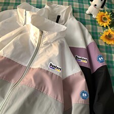 暖光平铺秋季百搭宽松拼色立领夹克情侣外套女JK6841P65控78，男装夹克，电商A268