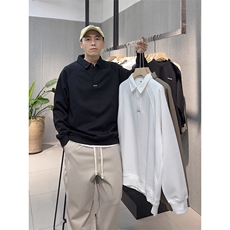 卫衣男春秋季2025新款宽松潮牌翻领衣服男款纯色百搭秋装运动上衣，男装卫衣，星座506A