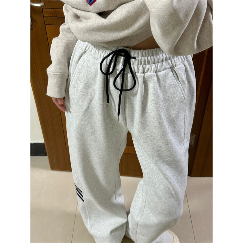 hiphop三条杠裤子男春秋运动直筒垂感宽松阔腿卫裤-STGWK53-P45,男装休闲裤,星座1007（原301D）