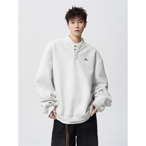 美式2026年春秋新款半纽扣卫衣男潮牌圆领宽松上衣chic港风卫衣男，男装卫衣，星座715-4