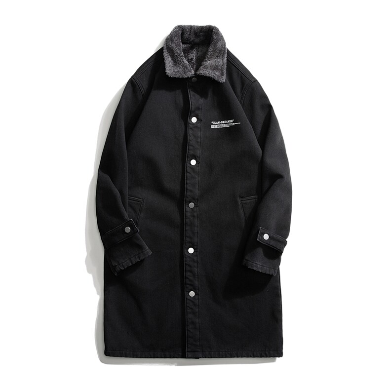 FY645J-P98M-5XL控138现货水晶绒加绒长款牛仔风衣大码座山雕，男装风衣，星座103A