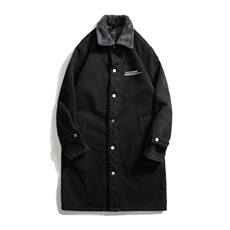 FY645J-P98M-5XL控138现货水晶绒加绒长款牛仔风衣大码座山雕，男装风衣，星座103A