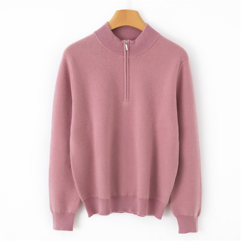 2025年秋季宽松型加厚拉链女半开衫时尚百搭，女装针织衫/毛衣，晨收贸易商行