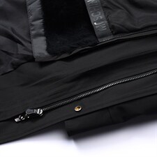 D1988冬季男士派克服可脱卸兔毛内胆连帽中长款风衣P720图片