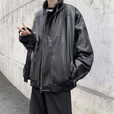 A956P95秋冬加厚外套皮衣皮夹克机车防分上衣青年男生外套，男装夹克，星座512-6