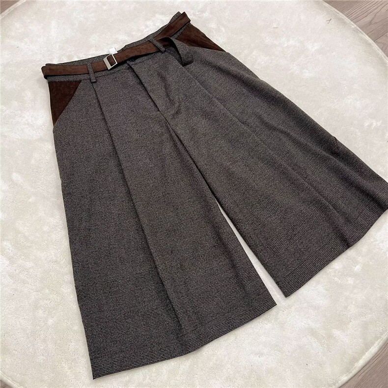 青少年设计感拼接老钱风七分休闲裤复古cleanfit阔腿短西裤男女款,男装西裤,星座506A