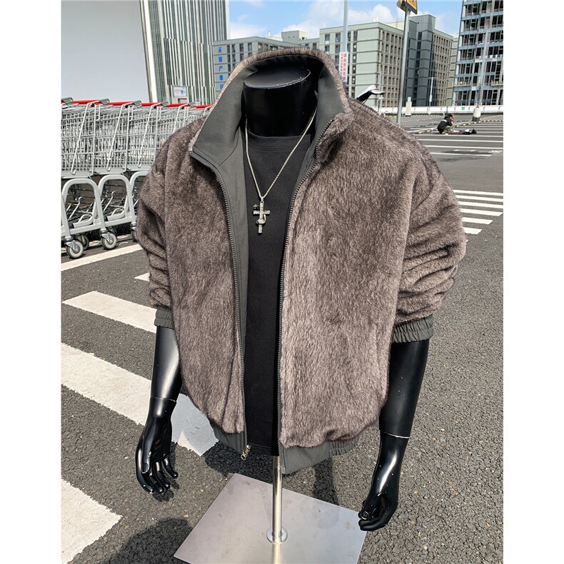 假模原品质两面穿水洗鱼骨纹牛津帆布银蓝狐座山雕外套S530特118,女装短外套,电商A233-1