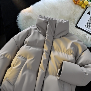 冬季clean立领棉服中性加厚PU皮短款棉衣 HZ8810-特P72不议价图片