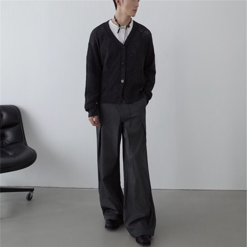 高级感微喇叭西裤男2025春秋季直筒宽松垂坠感阔腿休闲西装长裤子,男装西服套装,星座506A