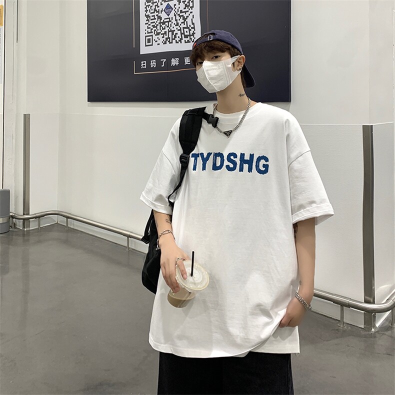 XZ213-21D02-P25控38港风大码字母印花宽松透气圆领短袖T恤,男装T恤,星座213