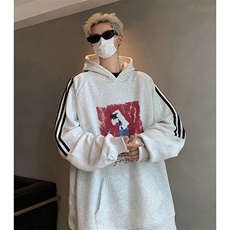 抖音得物供货提供视频秋冬重磅美式宽松织带连帽卫衣0438，男装卫衣，电商A486