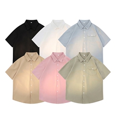 光板得物\唯品\抖音二开夏季纯色百搭短袖衬衣衬衫S23特批P30，男装T恤，电商A247B