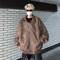外套男春秋款美式高街痞帅夹克宽松休闲机车服休闲，男装夹克，星座716-4