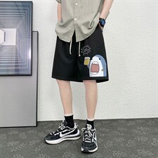 HD74137-P22华夫格短裤男大码宽松五分裤男直筒中裤，男装休闲裤，电商A040