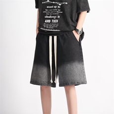 水洗牛仔短裤男夏季新款复古直筒休闲五分裤潮牌阔腿裤NK751-P35，男装牛仔裤，星座1008