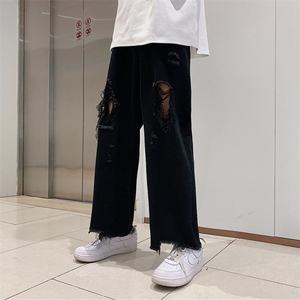 k706-p48-控68  破洞牛仔在高阶宽松大码牛仔裤cityboy图片