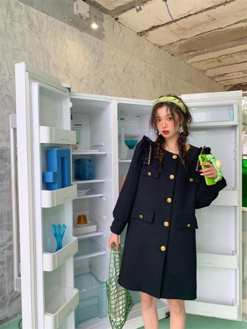 中长款直筒黑色西装外套，女装西装，YOUER DENG