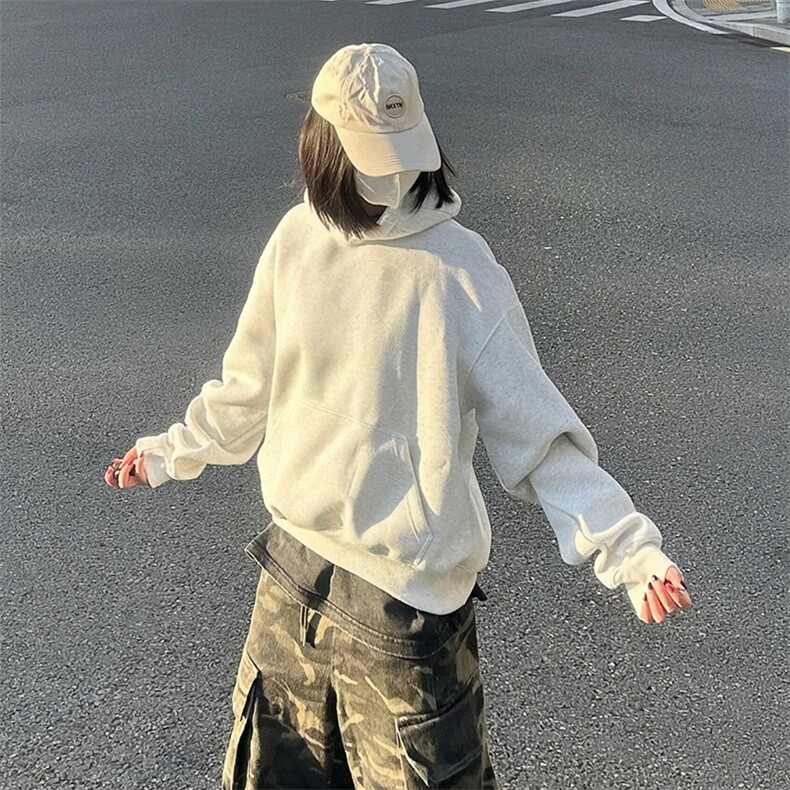 抖音得物高品质二开秋冬美式高街重磅结构辑明线连帽卫衣外套W75,男装卫衣,电商A486