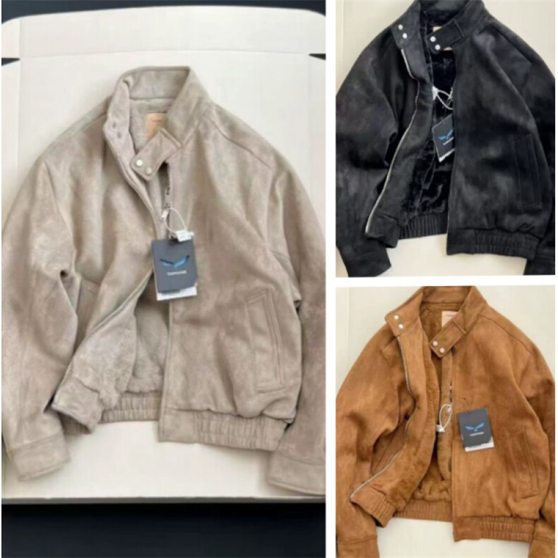 (网图)鹿皮绒加绒立领复古运动休闲棉外套313B-JK820鹿皮绒-P135,女装短外套,星座313B