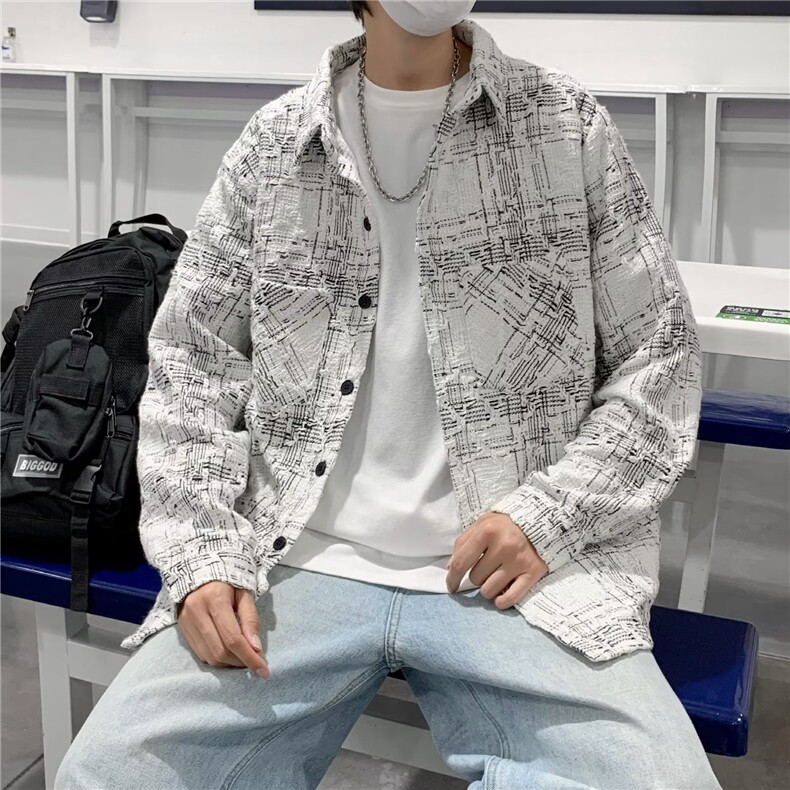 慵懒潮流冬季原宿长袖简约潮衬衫百搭文艺宽松型男新款W5387-P52,男装衬衫,星座412-3