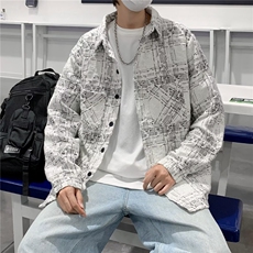 慵懒潮流冬季原宿长袖简约潮衬衫百搭文艺宽松型男新款W5387-P52，男装衬衫，星座412-3