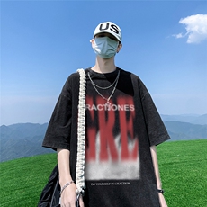 港风新款夏季时尚百搭高阶宽松圆领情侣短袖T恤DT353P45控68，男装T恤，电商A247
