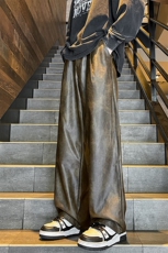 8XL-M特大码皮裤男直通休闲裤软软PU皮宽松阔腿男K9102P75控95，男装皮裤，电商D206-1