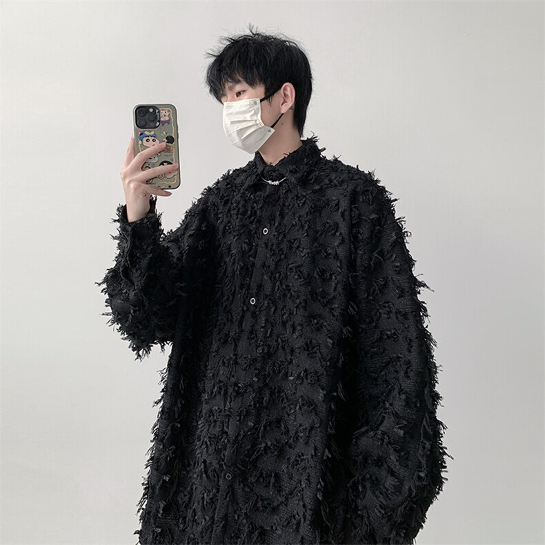 流苏长袖衬衫男KD621-P50图片