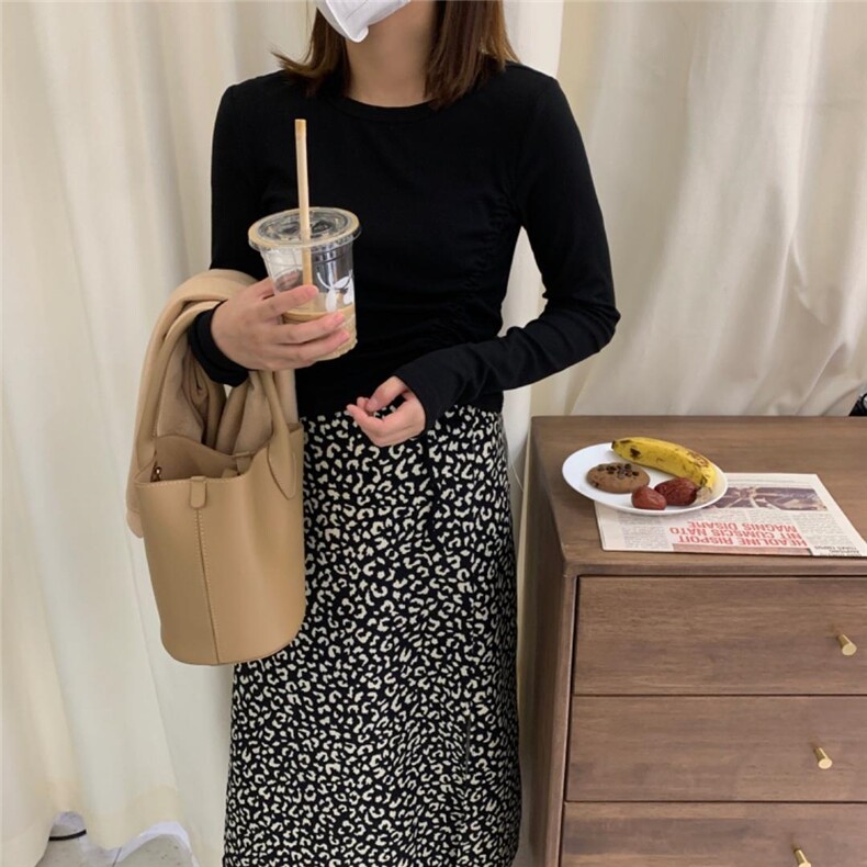 打底+豹纹半裙，女装半身裙，dznkb