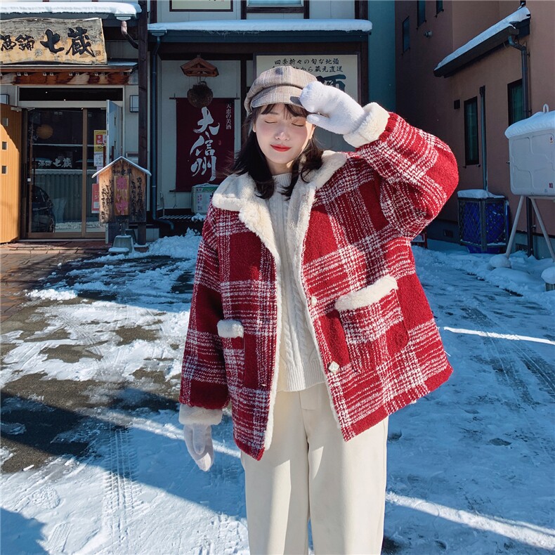 已出货19年毛呢加厚兔毛内胆短外套圣诞新年款229-8139,女装毛呢外套,浙宝229