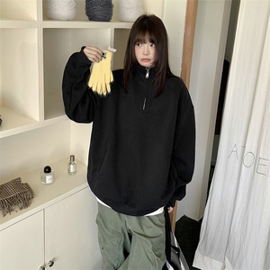 抖音得物品质二开 26春装美式高阶结构半拉链立领卫衣外套W91图片
