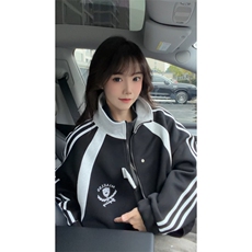 WY10190-特P60420g重磅-高品质-条纹设计感大码保暖卫衣外套男，男装棉衣，电商A059
