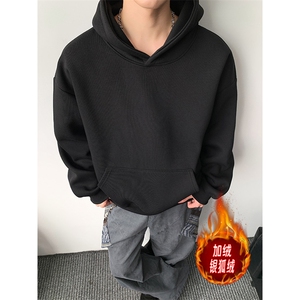 加绒银狐绒无帽绳连帽卫衣重磅450克boxy潮棉外套男潮AH932JR-P42图片