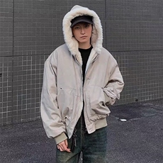 现货美式水貂毛大理石座山雕连帽棉服夹克男女宽松外套LJ955-P135，男装夹克，星座1008